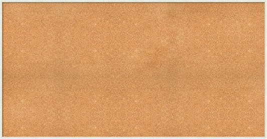 Amanti Art Natural Cork Board for Wall, 31x59 Vision Board with White Frame, Oversize Corkboard Office Decor for Home Organization, Modern Corkboard Pinboard to Display Items for Home Organization in