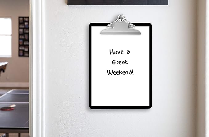 Black Plastic Clipboards (Set of 6) Multipack - 12.5x9 Inch Black Clipboard with 100 Sheets Holding Capacity Butterfly Clip | Colored Acrylic Clip Boards in Bulk | Office, Classroom, School Supplies