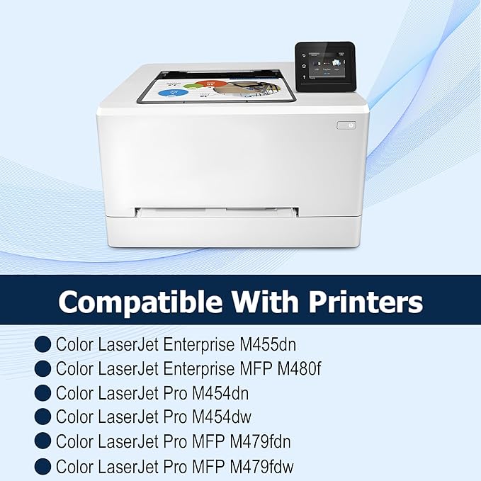 414A Toner Cartridges 4 Pack Replacement for HP Color Laserjet Pro MFP M479fdw MFP M479fdn, Enterprise MFP M454dw M454dn M480f M479 M454 Printer Ink (Black,Cyan,Magenta,Yellow)
