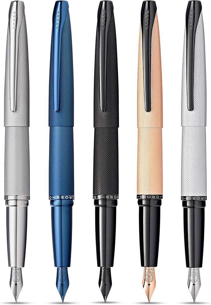 Cross ATX Refillable Fountain Presented in a Luxury Gift Box - Medium Point, Black Ink, Sandblasted Chrome