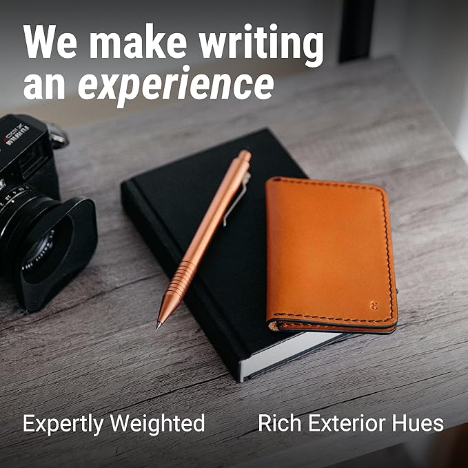 Everyman Grafton Full Click Refillable 0.7mm Ball Point Pen, Rose gold | Sleek Anodized Aluminum EDC Pen with Deep Grooved Grip | Smooth Writing Pocket Pen for Office, Travel, Gifting & Daily Use