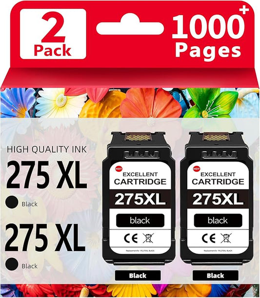 275XL Black Ink Cartridges (2-Pack)- Replacement for PG-275 Ink Cartridges for Canon Printers Compatible for TR4700 TR4720 TS3522 TS3722 TR4722 TS3500 TS3520 TS3720 TR4723 TR3700 TR4722