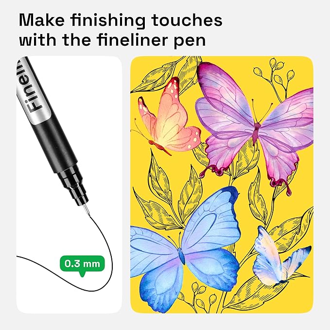 ARTISTRO 12 Watercolor Markers with Flexible Paint Brush Pens for Pros & Beginners - Consistent, Smooth, Bright, Washable, Non-Toxic, Ideal for Coloring, Calligraphy, & Manga