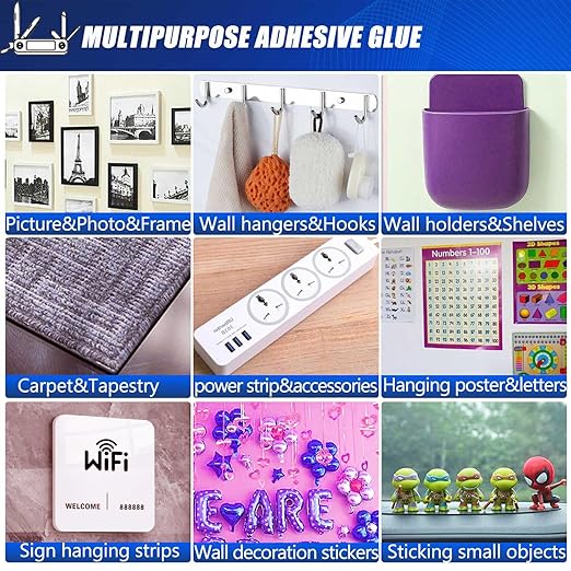 Double Sided Tape Heavy Duty, Clear Wall Mounting Tape, Picture Hanging Adhesive Strips Removable, Strong Poster Glue Adhesive Tape, Nano Tape Sticky Tack for Carpet, Hangers, Frame, 2 Pack Extra Wide