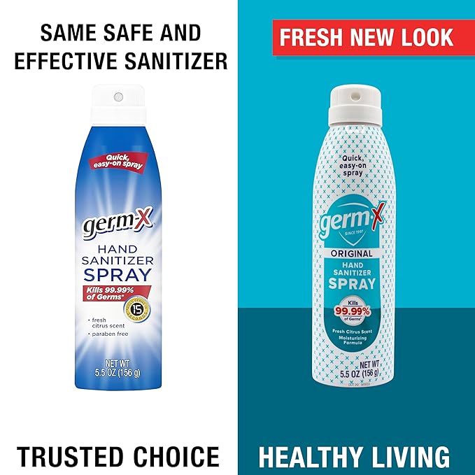 Germ-X Hand Sanitizer Spray, Non-Drying & Moisturizing with Vitamin E, Instant and No Rinse Formula, Fresh Citrus Scent, Back to School Supplies, Paraben Free, 5.5 Oz (Pack of 6)