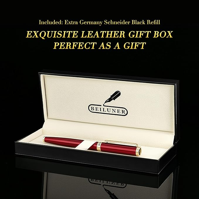 BEILUNER Luxury Rollerball Pen,24K Gold Trim,Noble and Elegant Designs,Schneider Ink Refill, Best Roller Ball Pen Gift Set for Men & Women, Professional, Executive Office, Nice Pens