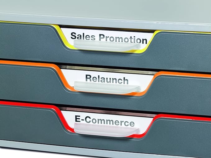 Durable Varicolor 3 Drawer Unit - Gray Desktop Drawer Set with 3 Color Coded Draws - Letter to Folio Size Files - Perfect for Storing Documents and Paper Work