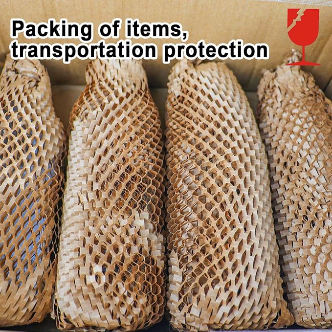 BOMEI PACK Honeycomb Packing Paper Wrap 12"x 164' Recycled Bubble Cushioning Bags Rolls Friendly Transportation and Handling Bags Packing Supplies Materials