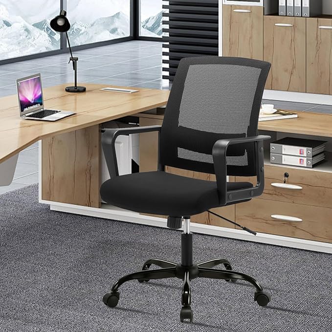 CLATINA Ergonomic Rolling Mesh Desk Chair with Executive Lumbar Support and Adjustable Swivel Design for Home Office Computer Black 8 Pack