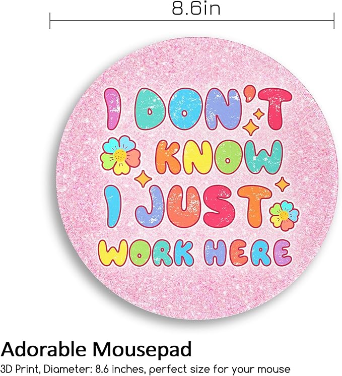 Funny Cute Mouse Pad, Round Mouse Pads for Desk, Small Mini Travel Mousepad with Non-Slip Rubber Base for Work Wireless Computer Laptop, Office Desk Accessories, 8.6 x 8.6 inch