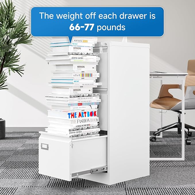 3 Drawer File Cabinet with Lock Metal Vertical File Storage Cabinet Office Home Steel Vertical File Cabinet for A4 Legal/Letter Size Narrow File Cabinet Locked,Assembly Required