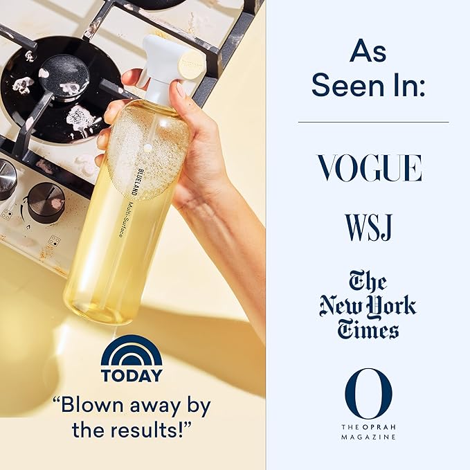 BLUELAND Multi-surface Cleaner, Starter Set, Fresh Lemon Scent, Spray Bottle with 4 Refill Tablets, All-Purpose, Eco-Friendly Cleaning Supplies, 4 x 24 Fl oz