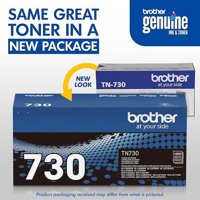 Brother Genuine Standard Yield Toner Cartridge, TN730, Replacement Black Toner, Page Yield Up To 1,200 Pages, Amazon Dash Replenishment Cartridge,1 Pack