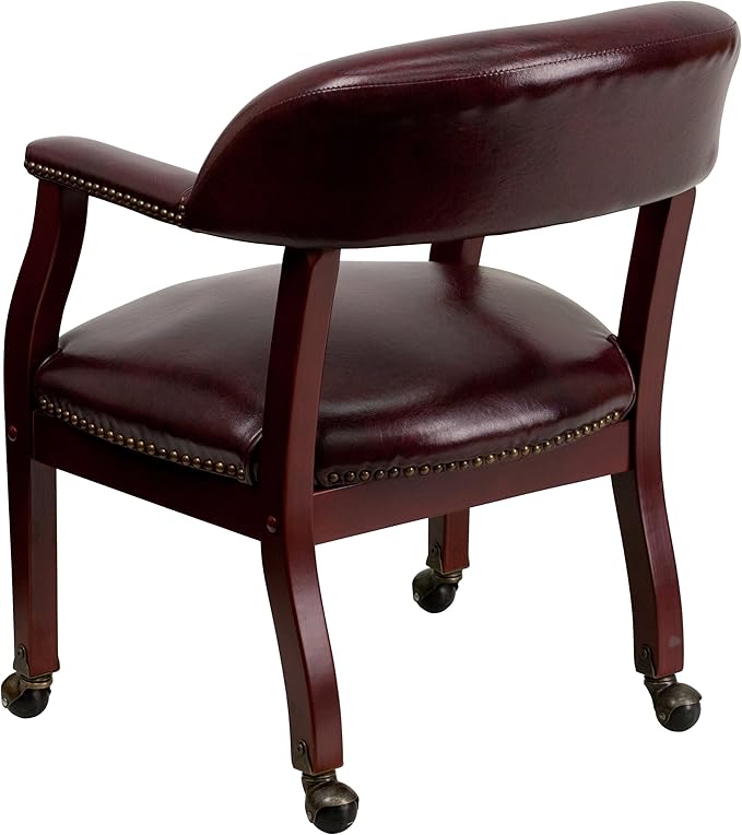EMMA + OLIVER Oxblood Vinyl Luxurious Conference Chair with Casters