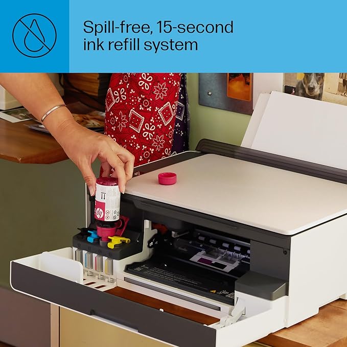 HP Smart Tank 5103 Wireless All-in-One Refillable Ink Tank Printer, Scanner, Copier with 2 Years of Ink and 100 Sheets of Photo Paper Included, Best for Home (5D1B2A)