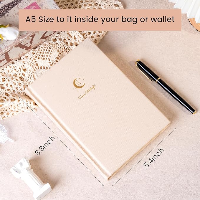 CAGIE Lined Journal Notebook for Women Girls, A5 Hardcover Linen Journals For Writing 256 Pages, Aesthetic Womens Diary, Gifts 8.3'' x 5.7'' Beige