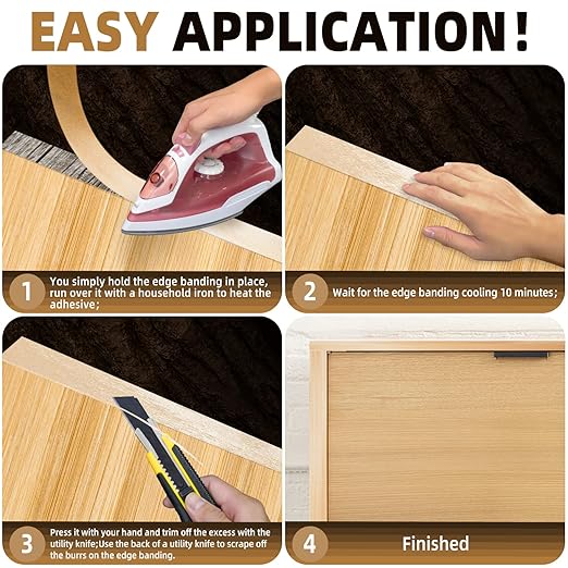 GSCIT Club Birch Edge Banding, 13/16 inch x 500ft roll of Wood Veneer Edge Banding Preglued Flexible, Wood Tape Banding for Cabinet Repair Plywood