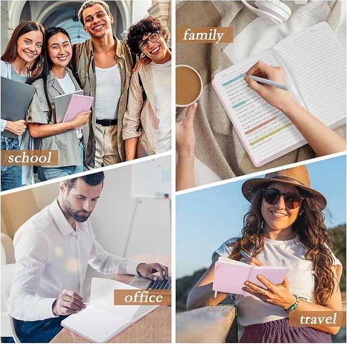 deli 6-Pack Lined Journal Notebook, 160 Pages Hardcover Writing Notebook, A5 (5.5"x8.2") College Ruled Notebook for Office, School, Work Notes