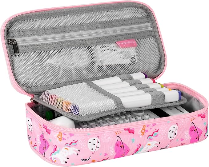 Choco Mocha Unicorn Pencil Case for Girls, Soft Pencil Case Kids Pencils Pouch for Kindergarten Girls, Pink