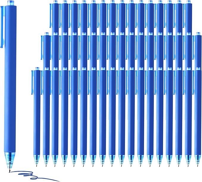 deegtran Pens Bulk, 50 Pack Smooth Blue Ink Ballpoint Pens, Wholesale Retractable Pens, No Bleed Click Pen Medium Point, 1.0MM
