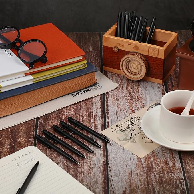 Eaasty 100 Pcs 4'' Mini Pen Bulk 0.7 mm Small Retractable Ballpoint Tiny Black Ink Pen Gel Pens with Clip Smooth Writing Pens for Pocket Journal Writing Office