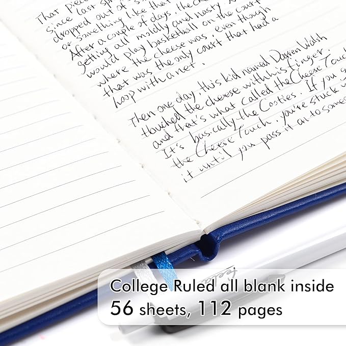 feela 6 Pack Pocket Mini Notebooks Bulk, Small Cute Memo Notepads Hardcover College Ruled Lined Journals with Pen Holder for School Business Work, with 6 Black Pens, 3.5”x 5.5”, A6, Navy