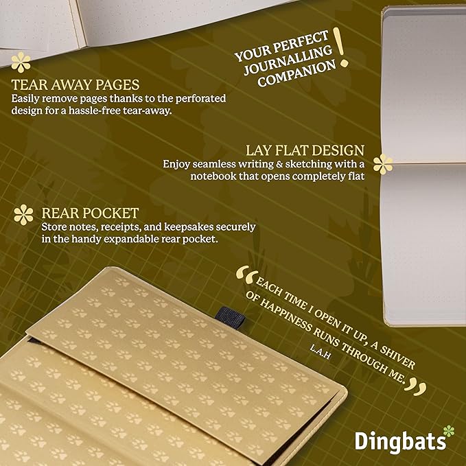 Dingbats A5 Wildlife Notebook Journal Hardcover, Cream 100gsm Ink-Proof Paper, 6.1 x 8.5 inches, 192 pages (Cream Wolf, Squared)