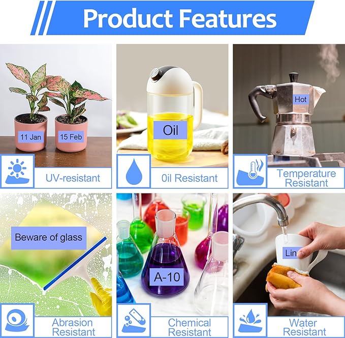 6PK Compatible for Brother P-Touch Label Maker Tape TZe-541 TZ-541 TZe541 TZ541 Black on Blue 18mm 3/4 inch 0.7'' x 26.2ft Laminated TZe TZ Label Tape for PT-H500 PT-910BT PT-530 PT-550