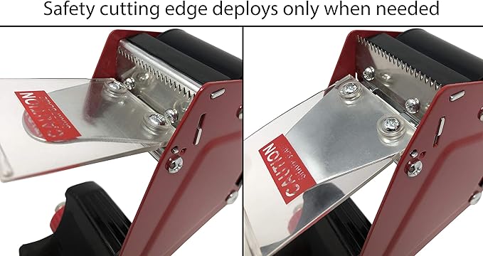 Clipco Premium Tape Dispenser Gun with Retractable Safety Blade and Tape Included (Pack of 3) (Red-Black)