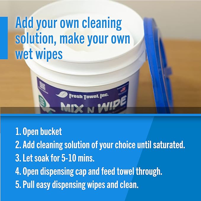 Fresh Towel Mix-N-Wipe Dry Wipes Refill, 1-Pack (220 Sheets) – Make Your Own Wet Wipes – 6" x 9" Sheets – Bulk Paper Towels