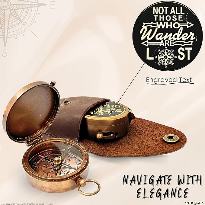 Brass Directional Engraved Compass, Baptism Gifts for Boys Girls, First Communion, Christian Gifts for Men, First Confirmation Gifts for Boys, Inspirational