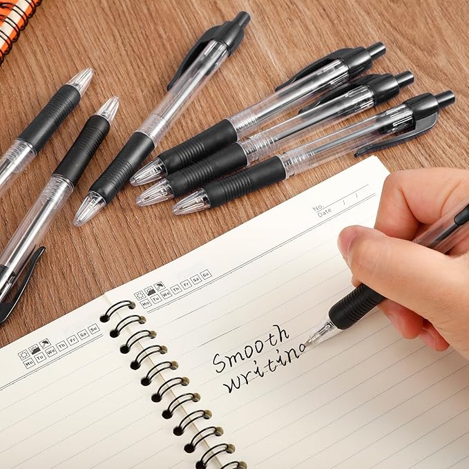 200 Pack Ballpoint Pens Bulk, Black Gel Ink Pens, 1.0 mm Medium Point Pen, Retractable Smooth Writing Pen with Comfortable Grip for Journal Writing Home Office Supplies (Black Ink)