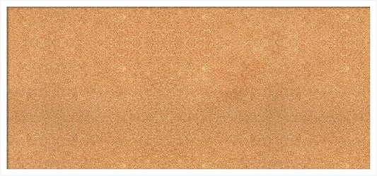 Amanti Art Natural Cork Board for Wall, 21x45 Vision Board with White Frame, Oversize Corkboard Office Decor for Home Organization, Modern Corkboard Pinboard to Display Items for Home Organization in