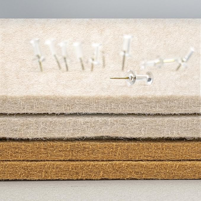 Bulletin Board, 24 x 18 inches Decorative Felt Pin Board, Cork Board Alternative for Wall, Foldable Photo Board with 20 Pushpins - Oatmeal