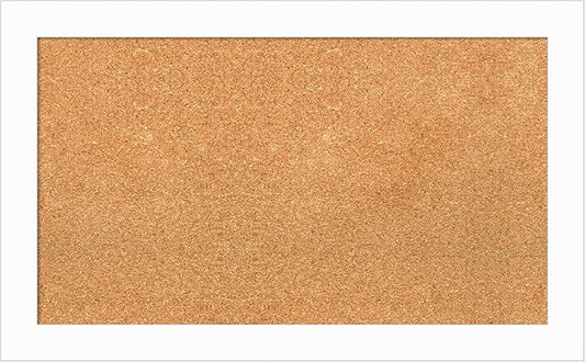 Amanti Art Natural Cork Board for Wall, 19x31 Vision Board with White Frame, Medium Corkboard Office Decor for Home Organization, Casual Corkboard Pinboard to Display Items for Home Organization in