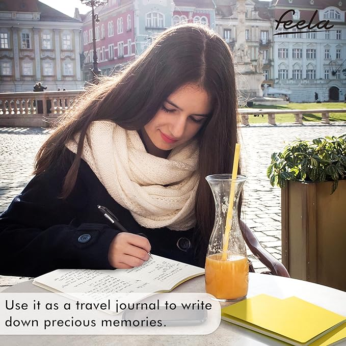 feela 36 Pack Soft Cover Journal Bulk, Lined Blank Travel Journal for Women Men Writing, Notebooks College Ruled for Work, Note Taking Notebook School Business Supplies, 8.2” x 5.5”, A5, Lemon Yellow