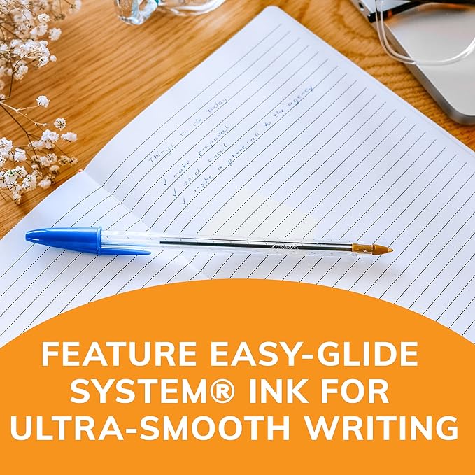 BIC Cristal Xtra Smooth Blue Ballpoint Pens, Medium Point (1.0mm), 24-Count Pack, Extra Smooth and Reliable Ballpoint Pens