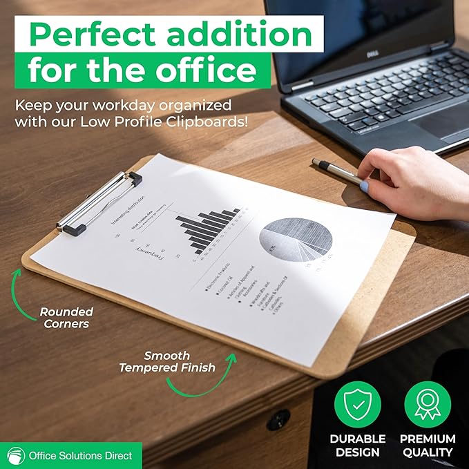 Clipboards (Set of 30) Letter Size Clipboard, Low Profile Clip, Classroom Supplies