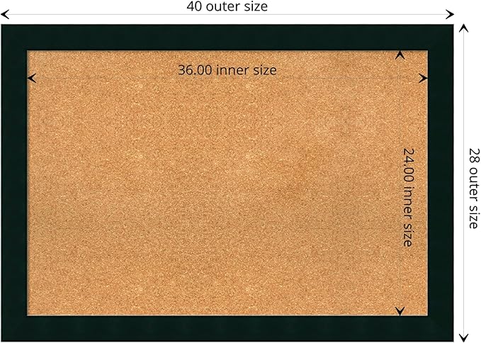 Amanti Art Natural Cork Board for Wall, 28x40 Vision Board with Black Wood Frame, Large Corkboard Office Decor for Home Organization, Modern Contemporary Corkboard Pinboard to display items for home