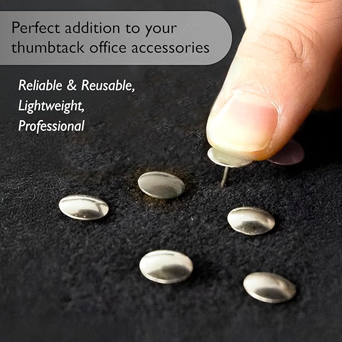 BAZIC Push Pins, Nickel Silver Flat Head Steel Point Thumb Tacks Pin for Cork Bulletin Board Map Posters Picture Office School (200/pack), 1-Pack…