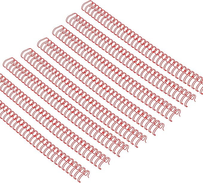 100 Pack Metal Twin Loop Binding Wire Coils, 34-Loop, 3/4" Cinch Book Binding Wire, 3:1 Pitch, YolieraArt Double Loop Bindings180 Sheet Capacity Fit for School Office Notebook Maker Red