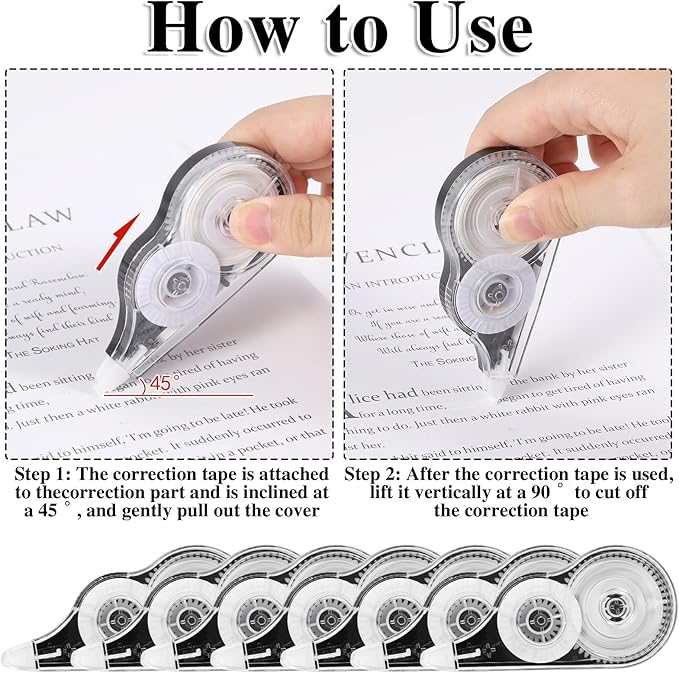 BESARME 12 Pack Correction Tapes, 39 Feet Each Correction Tape Roller Correction Tape Pen for Students Office Supplies, 1/5 X 472 Inches