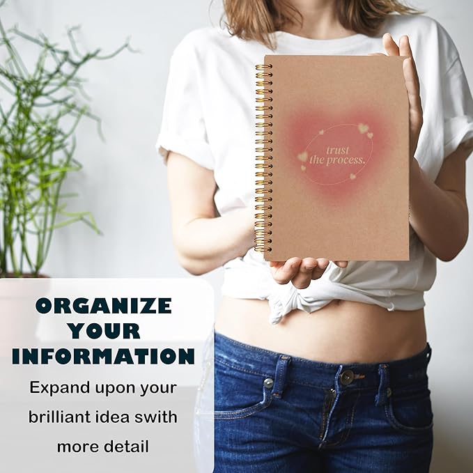 BearCake Aesthetic Notebooks, Trendy Y2K Pink Aura Preppy Notebook Journal, Trust the Process Inspirational Notebooks, Pink Aesthetic Office Supplies, Hardcover Spiral Notebook 5.5x8.3 kraft paper