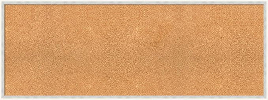 Amanti Art Natural Cork Board for Wall, 19x51 Vision Board with White Frame, Oversize Corkboard Office Decor for Home Organization, Modern Corkboard Pinboard to Display Items for Home Organization in
