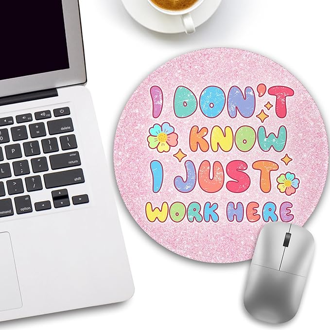 Funny Cute Mouse Pad, Round Mouse Pads for Desk, Small Mini Travel Mousepad with Non-Slip Rubber Base for Work Wireless Computer Laptop, Office Desk Accessories, 8.6 x 8.6 inch