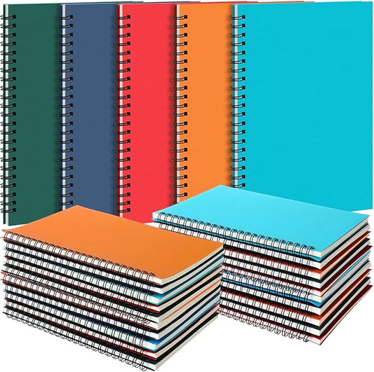 Eersida 20 Pack A5 Spiral Notebook College Ruled Spiral Notebook Bulk 5.5 x 8.3 Inch Hardcover Notepads Lined Travel Writing Journal Notepad, 50 Sheets 100 Pages(Bright Color)