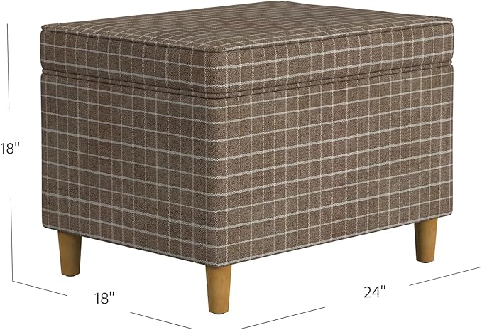 Home Decor | Dinah Collection Modern Storage Ottoman | Ottoman with Storage for Living Room & Bedroom(Brown Windowpane Fabric)