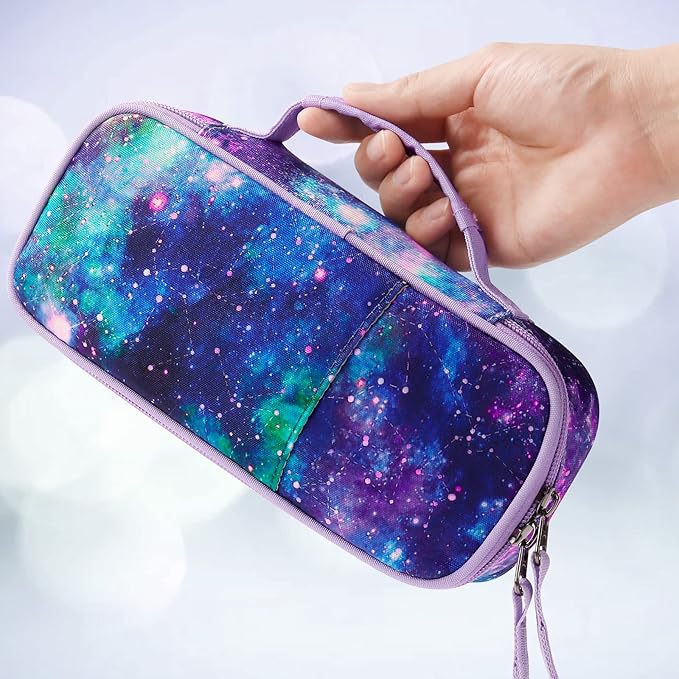 Choco Mocha Galaxy Pencil Case for Girls, Soft Pencil Case Kids Pencils Pouch for Kindergarten Girls, Purple