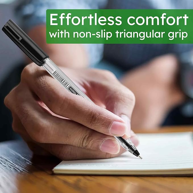 Black Ballpoint Pens,1.0 mm Medium Point, Black Pens, Ergonomic Triangle Grip, 50-Count Pack of Bulk Pens