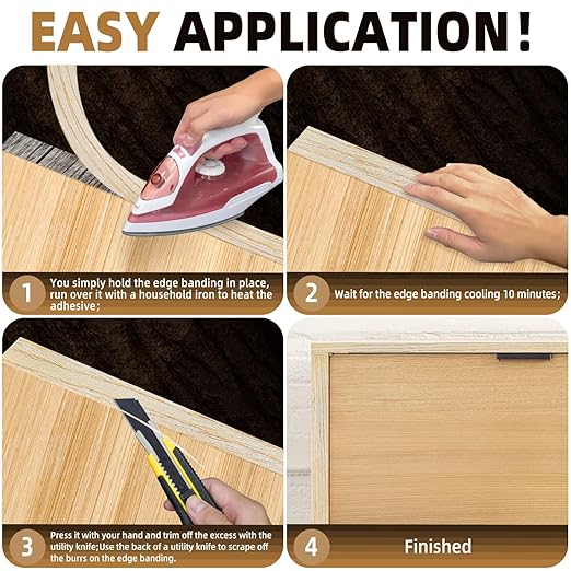 GSCIT Club Oak Edge Banding, 1/2 inch x 25ft roll of Veneer Edge Banding Preglued Flexible, Real Wood Tape Banding Plywood